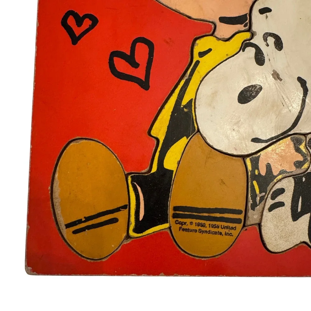 Playskool Charlie Brown Snoopy Valentine Wooden Puzzle‎ 230-10 8 Pieces Peanuts